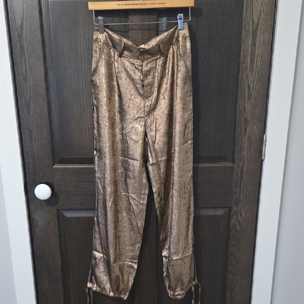 NWT Nekane NKN Jatziri Rose Gold Pants With Jogger Ties